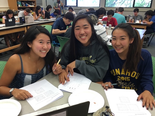 Three girls in class