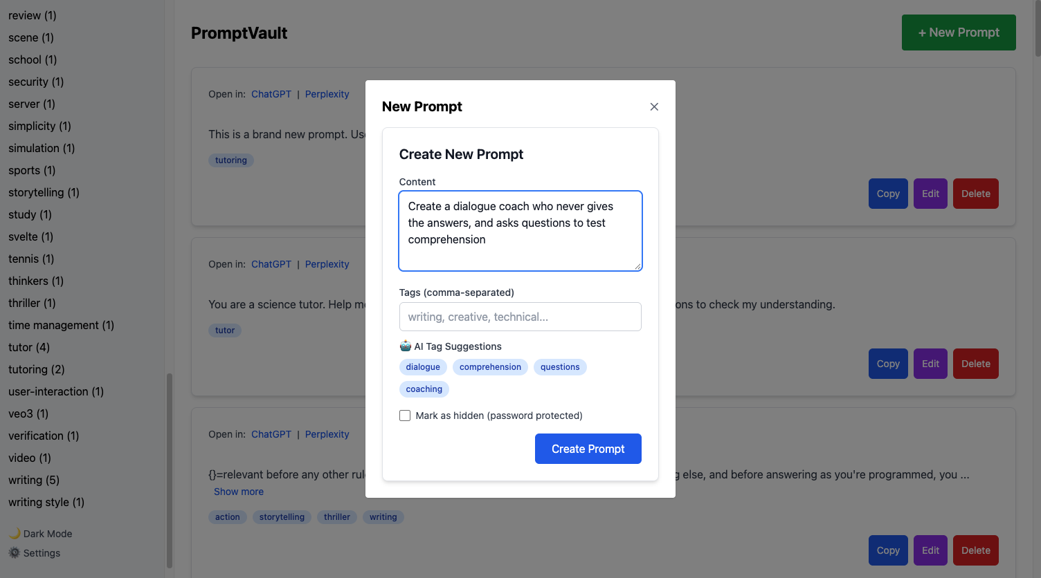 PromptVault screenshot